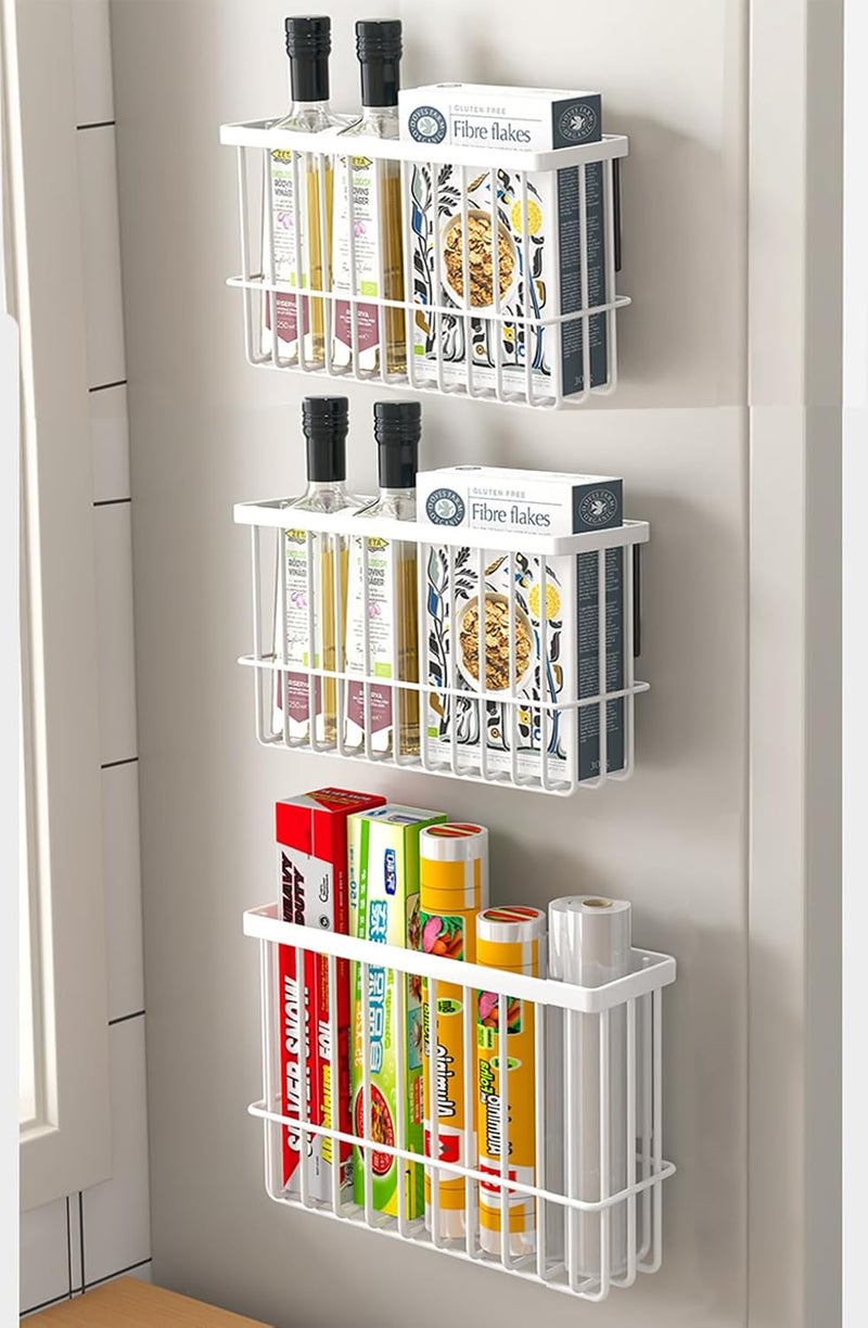 EigPluy 3 Piece Kitchen Cabinet Door Storage Box,Self Adhesive Wall Mounted Storage Boxes,Wardrobe/Bathroom/Refrigerator Small Items Organizer Storage Box (White3) - Image 3